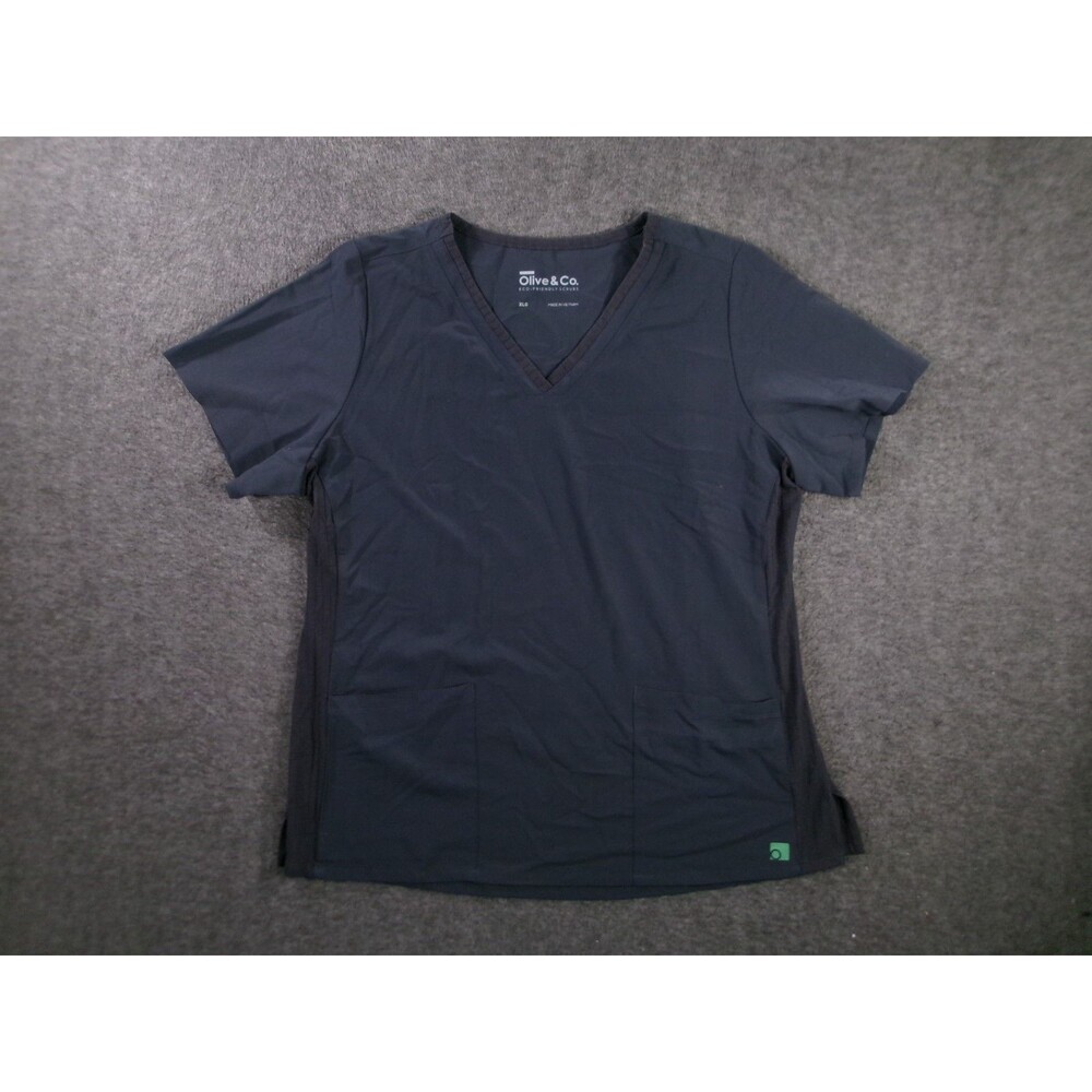 Olive Co Scrub Top XL Gray V Neck Durable Solid Nursing Medical Uniform